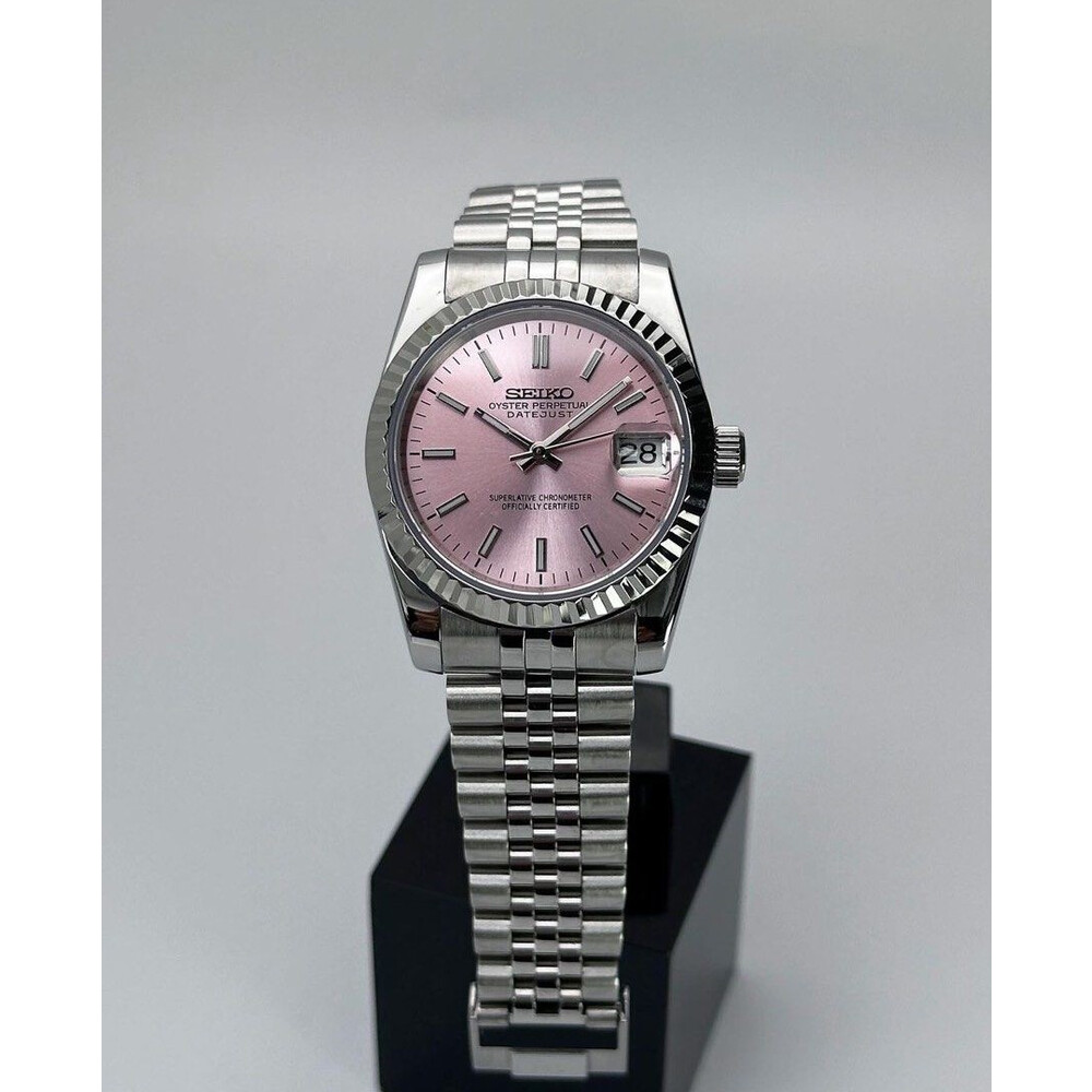 Custom Seiko Mod • Sunburst Soft Pink DateJust • 36mm